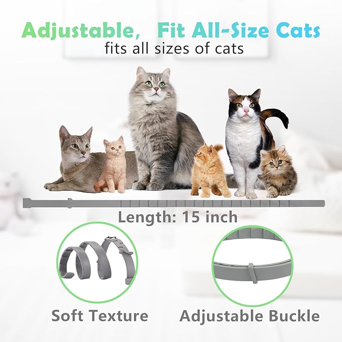 Cat Calming Collar 4 Pack Calming Collar for Cats Adjustable Lengths Pheromone Collar for Cats Calming Cat Collar to Anxiety Relief, Stress Relief