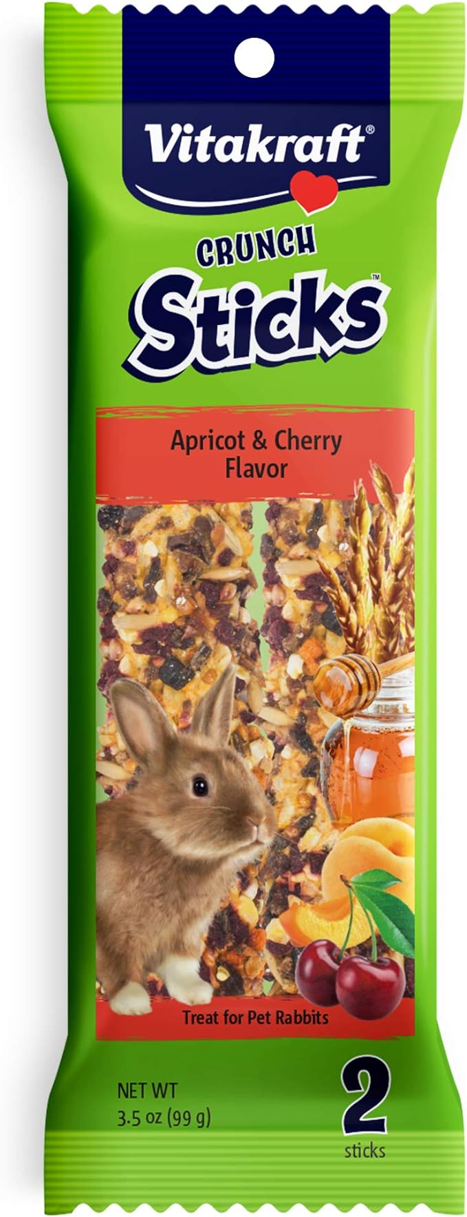 Vitakraft Rabbit Treat Stick - Apricot And Cherry - 3.5Oz