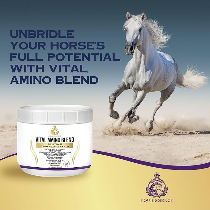 120 Day Supply - Vital Amino Blend - Horse Supplements - 9 Essential Amino Acids - No Fillers, No Sugar, No Soy - Horse Care - Horse Joint Supplement - Horse Hoof Supplements - Coat Care for Horses