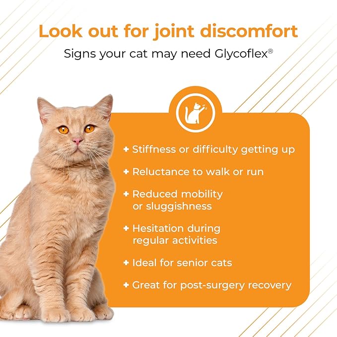 VetriScience GlycoFlex 3, Clinically Proven Joint Support Cat Supplements - Hip and Joint Health Supplement with Glucosamine, MSM, Green Lipped Mussel & DMG - 60 Chews, Chicken Flavor