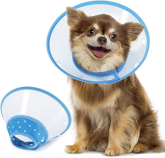 Vivifying Dog Cones for Small Dogs, Adjustable 5.7-8in Pet Cone, Lightweight Recovery Elizabethan Collar for Cats, Puppies and Mini Dogs (Blue)