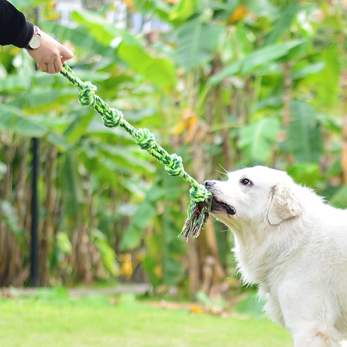 SHARLOVY Dog Toys for Large Dogs and Aggressive Chewers, Extra Large Durable Dog Toy,5-Knot Rope Tug,Heavy Duty Chew Sturdy Cotton Knot Rope Toy for Large Breed Dogs,Indestructible Rope