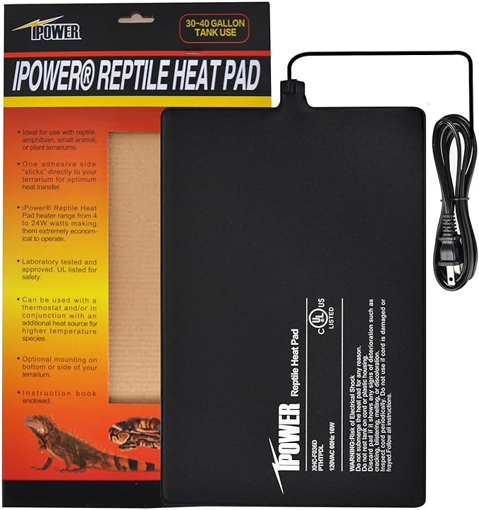 iPower 8 by 12-Inch 16 Watt Reptile Heat Pad Under Tank Terrarium Heater Heat Mat for Small Animals