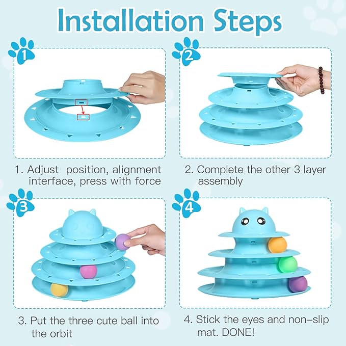 UPSKY 20 PCS Cat Toys, Cat Roller Toy 3-Level Turntable Cat Toys Balls for Indoor Cats, Kitten Toys Set with Cat Teaser Toys, Mice Toys, Spring toys, and Various Ball Toys.