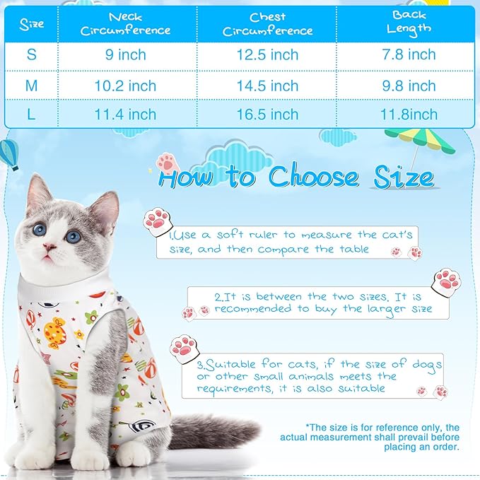 6 Set Cat Recovery Suit After Surgery Female and Male Cat Surgery Suit Kitten Recovery Suit E Collar Alternative Pajama Cat Clothes for Spay Suit Abdominal Skin Anti Licking(Animal,Large)