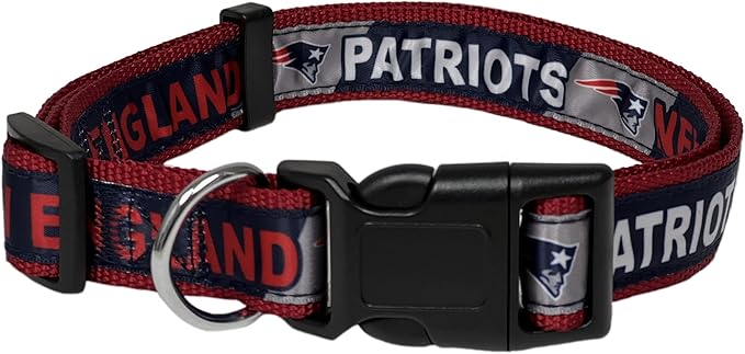 NFL PET Collar New England Patriots Dog Collar, Medium Football Team Collar for Dogs & Cats. A Shiny & Colorful Cat Collar & Dog Collar Licensed by The NFL