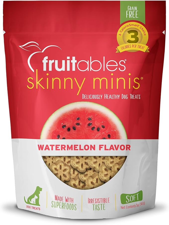 Fruitables Skinny Mini Dog Treats – Healthy Treats for Dogs – Low Calorie Training Treats – Free of Wheat, Corn and Soy – Watermelon – 5 Ounces