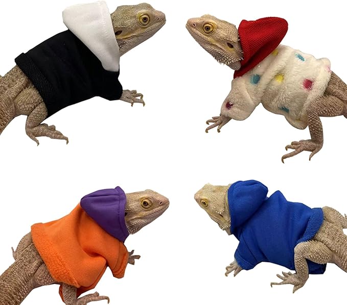 Lizard Hoodie Lizards Clothes for Bearded Dragon Geckos Reptiles Apparel Hand-Made Hoodies Skin Sweater Coat for Party