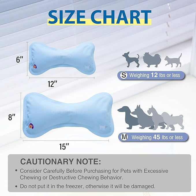 Cooling Pillow for Dogs, 6'' x 12'', Neck Support, Self Cooling Gel, Waterproof, Portable, Suitable for Cats, Puppies, Small Breed Dogs, Perfect Pet Summer Product, Baby Blue, S