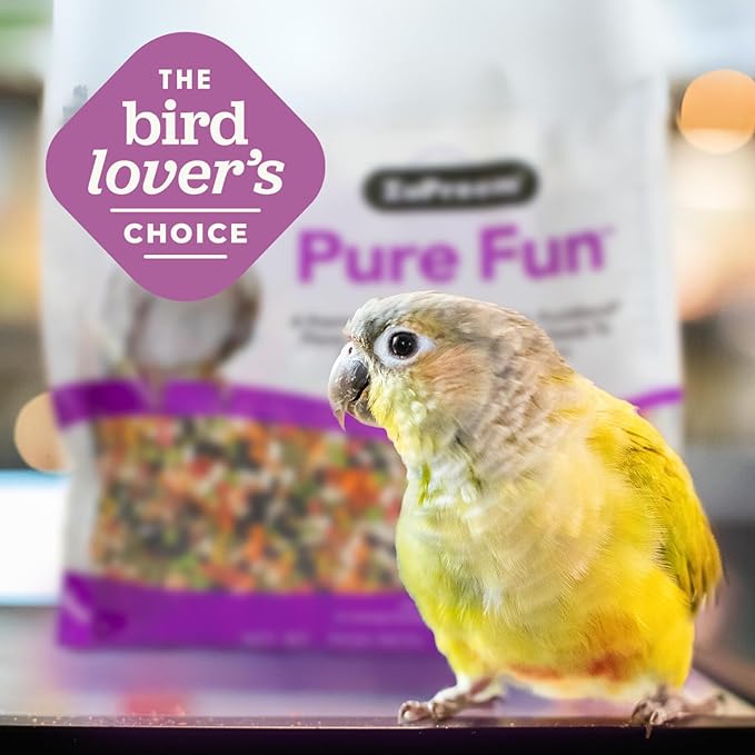 ZuPreem Pure Fun Bird Food for Small Birds, 2 lb Bag | Powerful Blend of Seeds, Natural FruitBlend Pellets, Vegetables, Fruit for Parakeets, Budgies, Parrotlets, Canaries, Finches