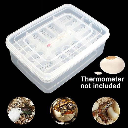 Reptile Egg Incubator Professional Hatcher Hatching Box Case Tray Plastic Breeding Incubator for Hatching Snake,Lizards, Reptiles,Gecko(16 Slots Without Thermometer)