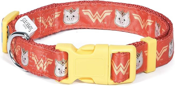 DC Comics League of Super-Pets PB Wonder Woman Dog Collar, Medium| Officially Licensed DC League of Super-Pets PB Dog Collar | Medium Dog Collar DC Wonder Woman Style with D-ring for Leash