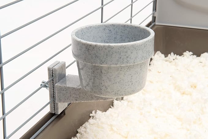 Lixit Quick Lock Removable Cage bowls for Rabbits, Birds, Dogs, Cats, Gunea pigs and Other Small Animals. (Granite, 10oz)