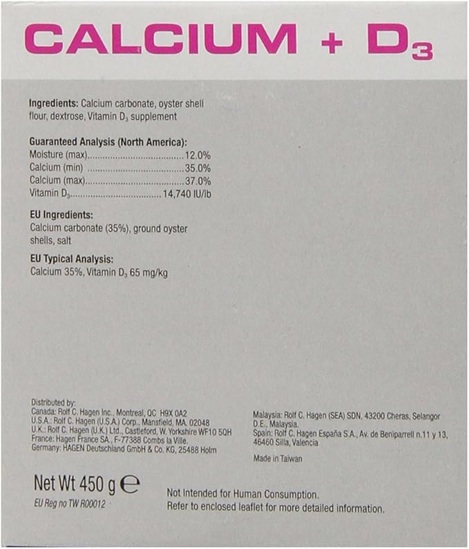 Exo Terra Calcium + D3 Powder Supplement for Reptiles and Amphibians, 15.9 Oz., PT 1855