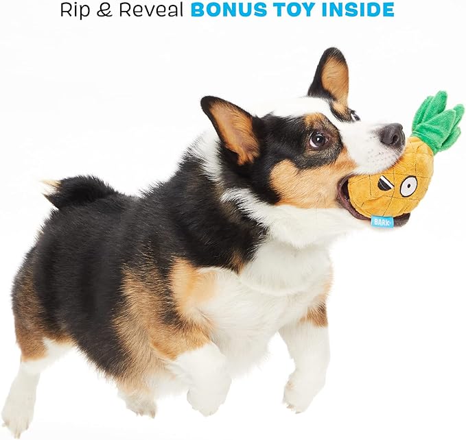 Barkbox 2 in 1 Interactive Plush Dog Toy - Rip and Reveal Dog Toy for Large Dogs - Stimulating Squeaky Pet Enrichment and Puppy Toys | Penny The Pineapple (Large)