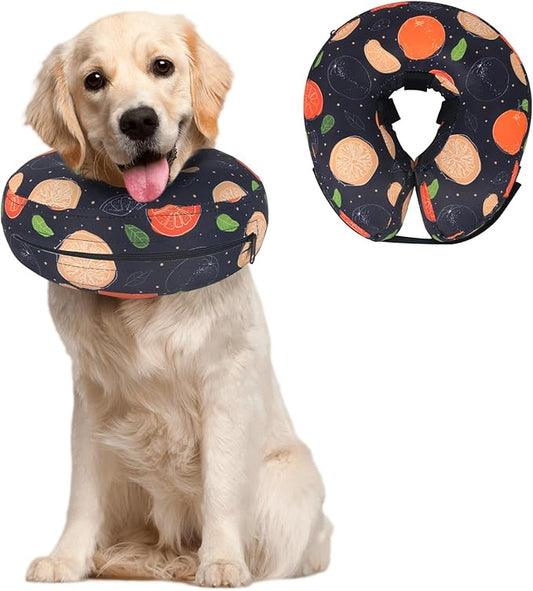 Protective Inflatable Dog Cone After Surgery, Soft Inflatable Donut Collar for Dogs and Cats, Prevent from Biting & Scratching, Not Block Vision (Black Cone Collar XL)