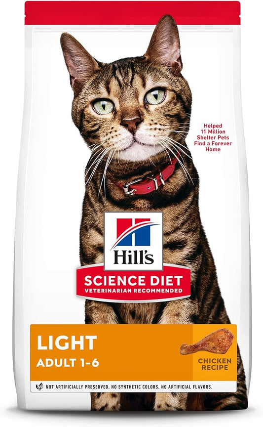 Hill's Science Diet Light, Adult 1-6, Weight Management Support, Dry Cat Food, Chicken Recipe, 16 lb Bag