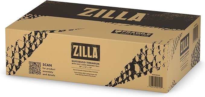 Zilla QuickBuild Terrarium with Easy Clean Bedding Tray, Sleek Glass Reptile Habitat, Easy Setup, Suitable for Most Reptile Pets, Whether Amphibians, Reptilians, Snakes, or Even Arachnids, 20"x12"x10"