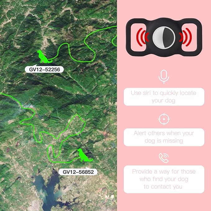 PuppyDoggy 2 Pack Holder for Collar, Dog Cat Case, Silicone Case Waterproof, Scratch-Resistant, Anti-Lost & 1 Pack Keychain Holder for Bag, Suitcase (Large, Purple)