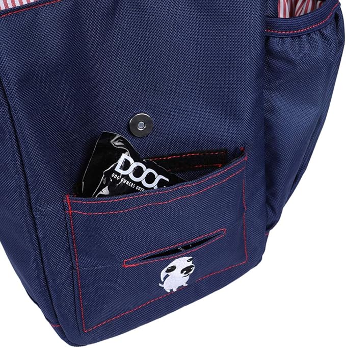 DOOG | Walkie Bag | Adjustable Shoulder Bag With Poo Bag Compartment | Navy and Red