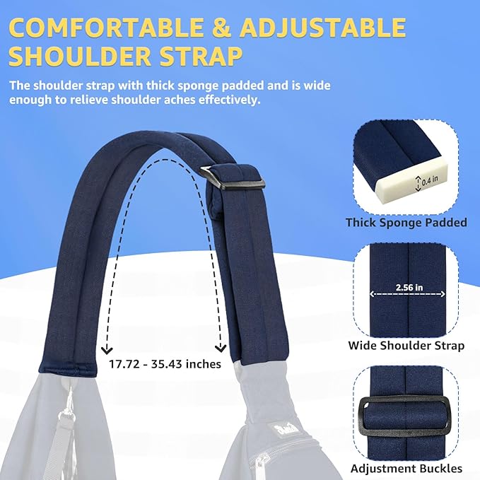 SlowTon Dog Carrier Sling - Thick Padded Adjustable Shoulder Strap Dog Carriers for Small Dogs, Puppy Carrier Purse for Pet Cat with Front Zipper Pocket Safety Belt Machine Washable (Navy Knitted, M)