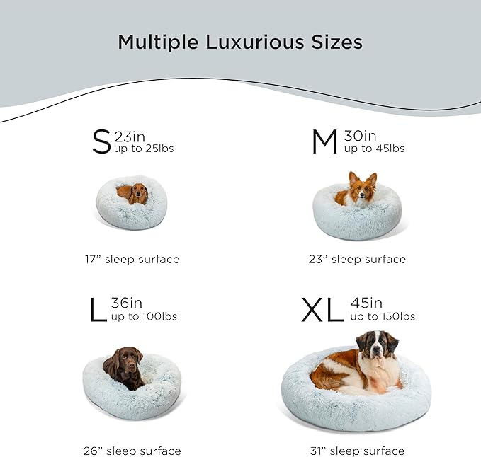 Best Friends by Sheri The Original Calming Donut Cat and Dog Bed in Shag Fur Lavendar, Extra Large 45"