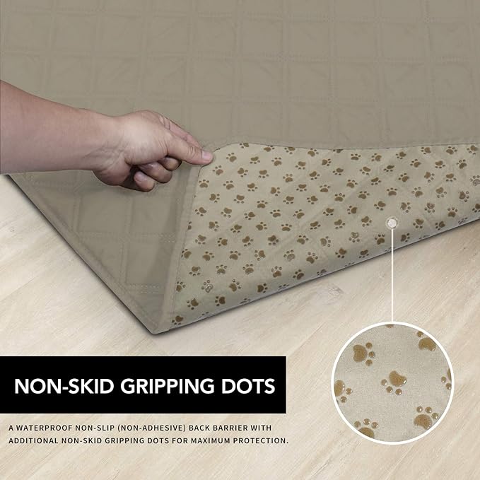Easy-Going 100% Waterproof Dog Bed Cover, Non-Slip Pet Blanket for Furniture, Washable Couch Cover, Repleasement Sofa Cover (120X82 in,Beige)