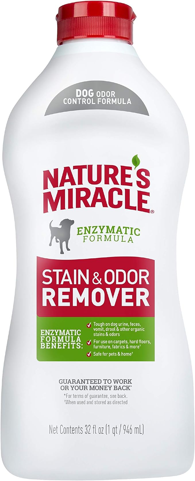 Nature's Miracle Stain and Odor Remover Dog 32 Ounces, Odor Control Formula, Pour