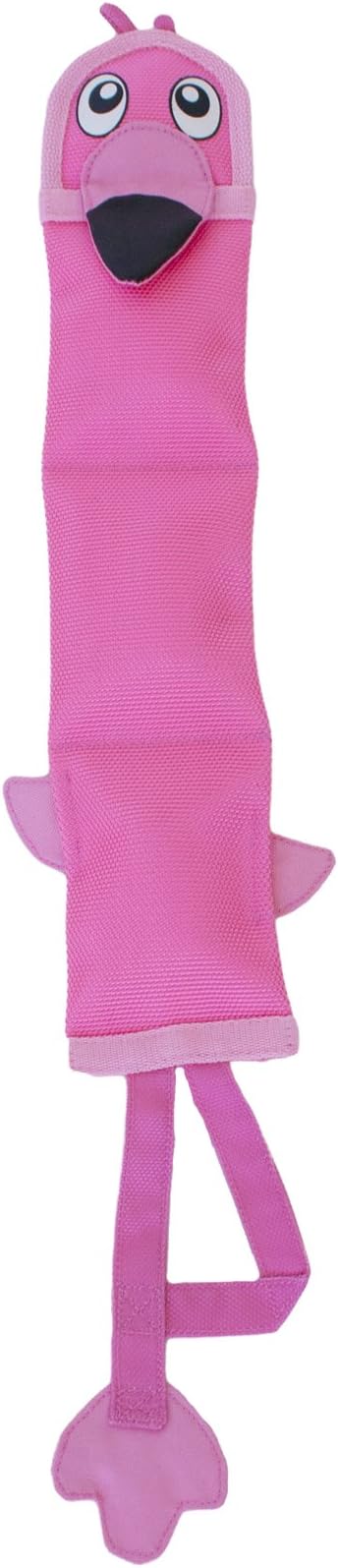 Outward Hound Fire Biterz Flamingo Plush Firehose Material Interactive Dog Toy, Large