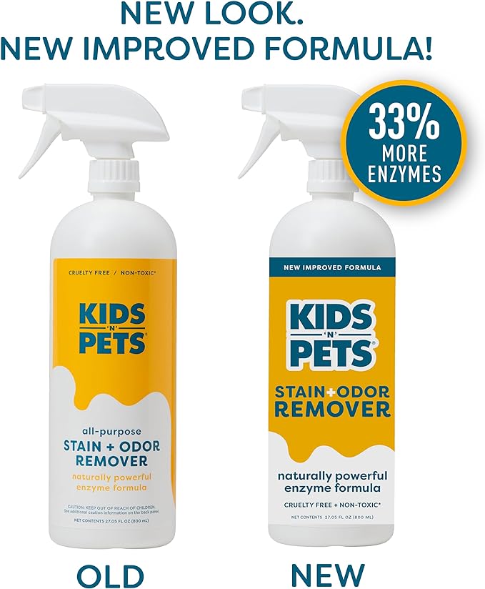 KIDS 'N' PETS - Instant All-Purpose Stain & Odor Remover – 27 fl oz - Permanently Eliminates Tough Stains & Odors – Even Urine Odors - No Harsh Chemicals, Non-Toxic & Child Safe, Multi-Color