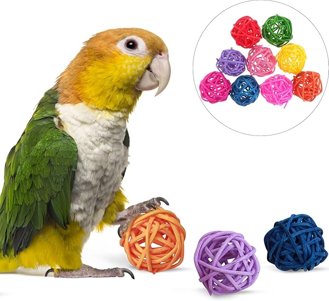 Baluue Wedding Decor 50PCS 3CM Colorful Rattan Parrot Chewing Toy Home DIY Decorative Pet Bird Toys