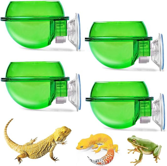 PINVNBY Reptile Bowl with Suction Cup,Chameleon Feeding Bowl,Gecko Food and Water Feeding Dish Pet Feeder Supplies Accessories for Lizards,Snakes,Bearded and Dragons(4 Pcs)