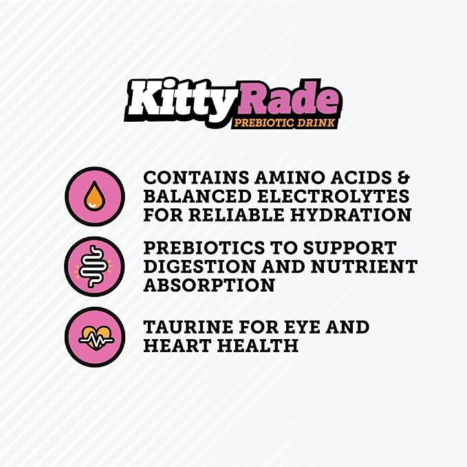 KittyRade – Delicious, Healthy Prebiotic, Isotonic Drink for Cats, Electrolytes | Reliable Hydration Drink for Cats & Low Calorie | Cat Health Supplement | Resealable Packs | (250ml x 10)