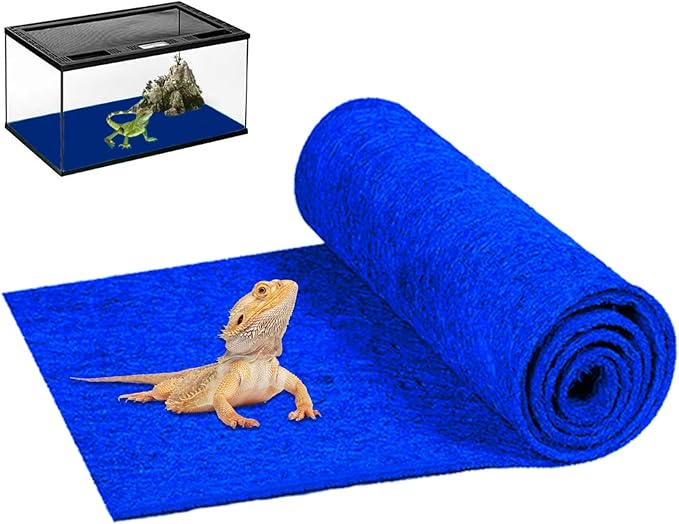 47" x 24" Large Reptile Carpet Terrarium Liner Bedding Reptile Substrate Mat Supplies for Bearded Dragon Snake Lizard Tortoise Leopard Gecko (Blue)