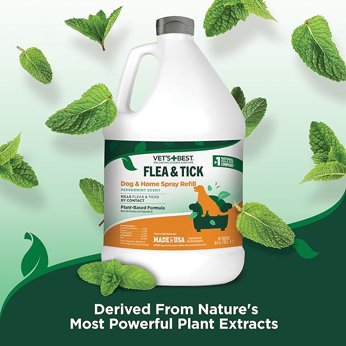 Vet's Best Flea and Tick Home Spray | Flea Treatment for Dogs and Home | Flea killer with Certified Natural Oils | 96 Ounces Refill