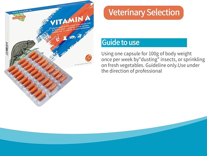 Vitamin A Supplement for Reptiles and Amphibians, 30 Capsules.