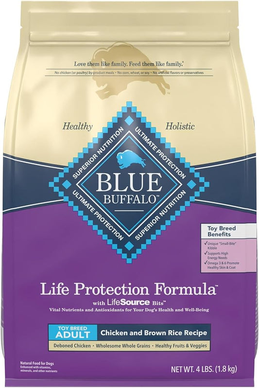 Blue Buffalo Life Protection Formula Natural Adult Toy Breed Dry Dog Food, Chicken and Brown Rice 4-lb