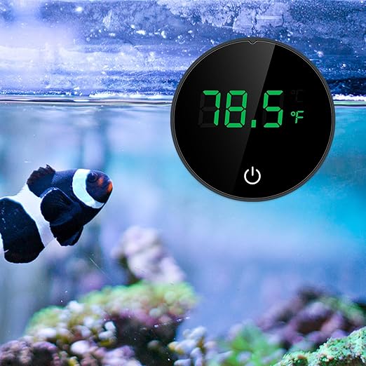 GuDoQi Aquarium Thermometer, 2Pack Rechargeable Fish Tank Thermometer, LED Touch Display, ℉/℃ Switchable, Accurate Stick-on Tank Temperature Sensor Idea for Aquariums, Glass Containers