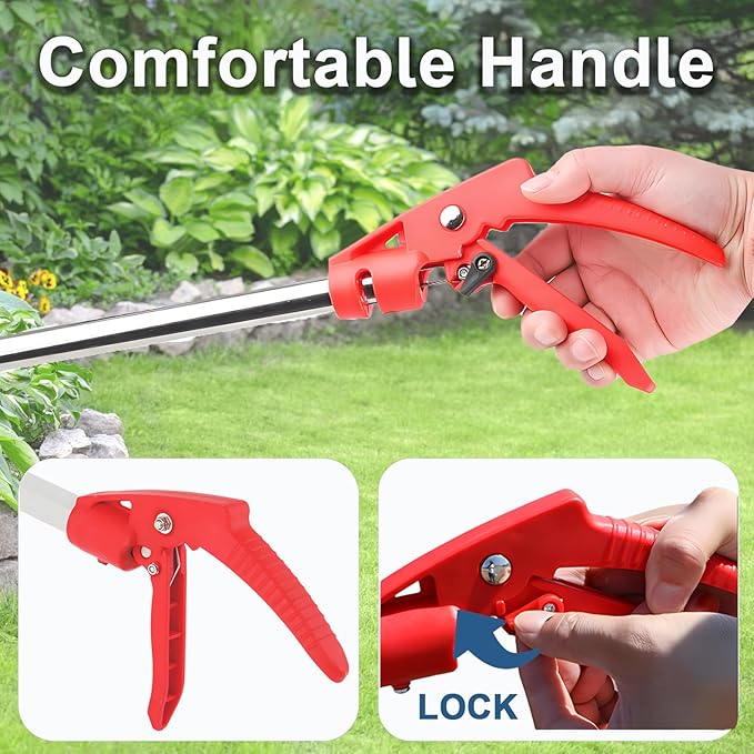 2024 Upgraded 50'' Snake Catcher Grabber, Foldable Snake Grabber Tool with Wide Jaw, Professional Stainless Steel Snake Tongs, Long Reach Grabber with Non-Slip Grip Handle