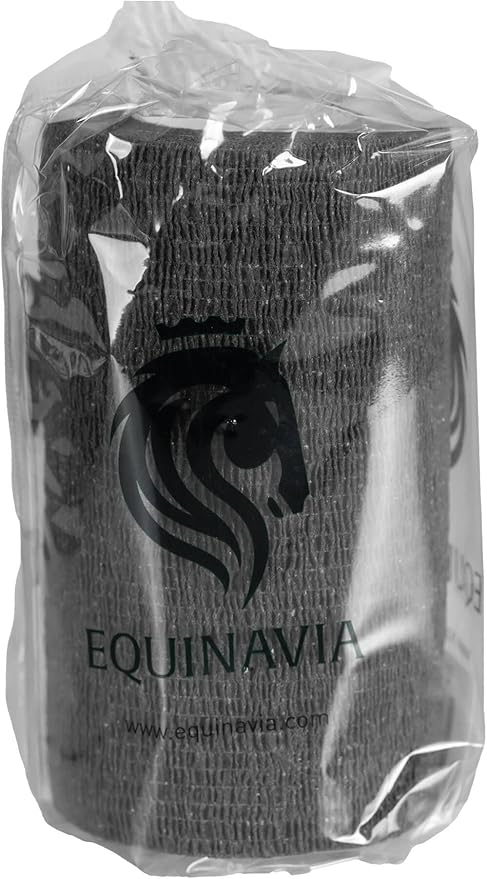 Equinavia 20 Pack Self Adhesive 4 Inch Vet Wraps with Easy-Dispenser Case | Bandages for Horses, Pets, Sports, Tattoo - Black - 20 x 5 yd - Black - 20 x 5 yd