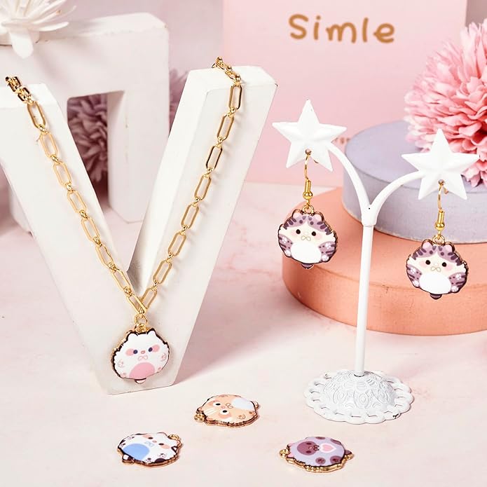 Enamel Animal Theme Charm Flower Cattle Head Cat Butterfly Fox Tortoise Charms Pendants for Earring Necklace Bracelet Keychain Jewelry Craft Making