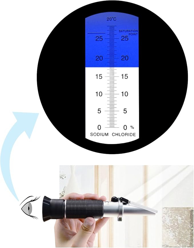 0-28% Salinity Refractometer ATC, Sodium Chloride (NaCl) Salt Level Meter Tester, Test Kit for Sea Water Brine Seawater Food Industry Pickle Soy Sauce, ±0.2% Accuracy