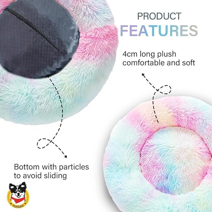 Cat Beds for Indoor Cats - Cat Bed Washable 20/24 inches, Dog Beds for Small Medium Dogs, Anti Anxiety Round Fluffy Plush Faux Fur Cat Bed,Thick Bottom Keep Pets Off The Cold Tile