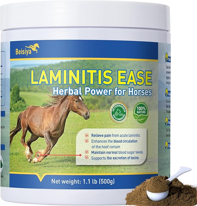 Horse Laminitis Treatment -Natural Herbal Powder Hoof Supplements for Horses with Laminitis, Ideal for Hoof Care & Sore Feet, Back to Pasture-1.1 lb