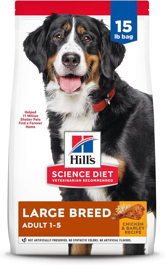 Hill's Science Diet Large Breed, Adult 1-5, Large Breed Premium Nutrition, Dry Dog Food, Chicken & Barley, 15 lb Bag