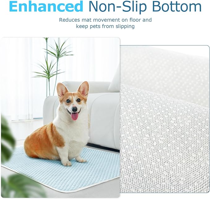 Mora Pets Dog Cooling Mat Breathable Cooling Pad for Dog Cats Washable Pet Cooling Mat for Indoor Outdoor Pets with Non-Slip Bottom 36 x 24 inch Light Blue Large