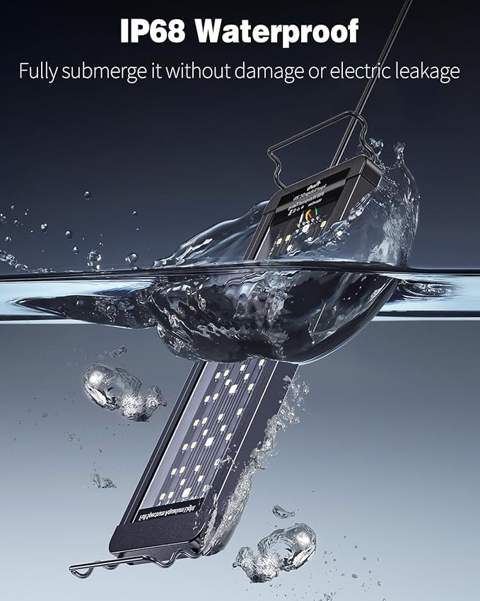 Pawfly 14 W Aquarium LED Light for 12" to 18" Tanks 24/7 Extendable Fish Tank Light with Full Spectrum IP68 Waterproof Light with D/N Mode Single Color Effects Timer and Adjustable Brightness