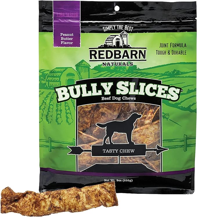 Redbarn Bully Slices for Dogs | Highly Palatable, Long-Lasting Natural Dental Treats with Functional Ingredients, 9 oz. (Pack of 3) - Peanut Butter