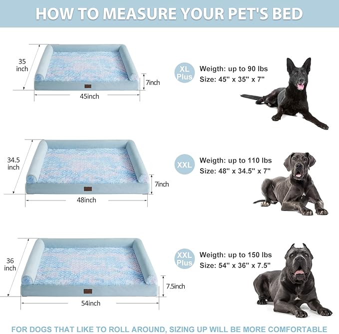 BFPETHOME Dog Beds for Large Dogs, Orthopedic Dog Bed for Medium Large Dogs,Big Waterproof Couch Dog Pet Bed with Removable Washable Cover