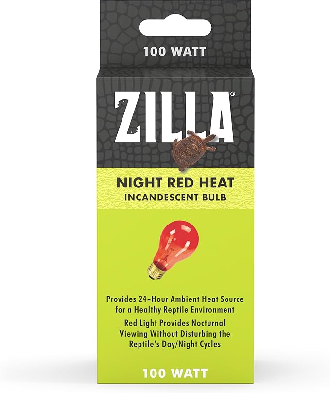 Zilla Reptile Terrarium Incandescent Heat Bulb, Night Red, 100 Watts